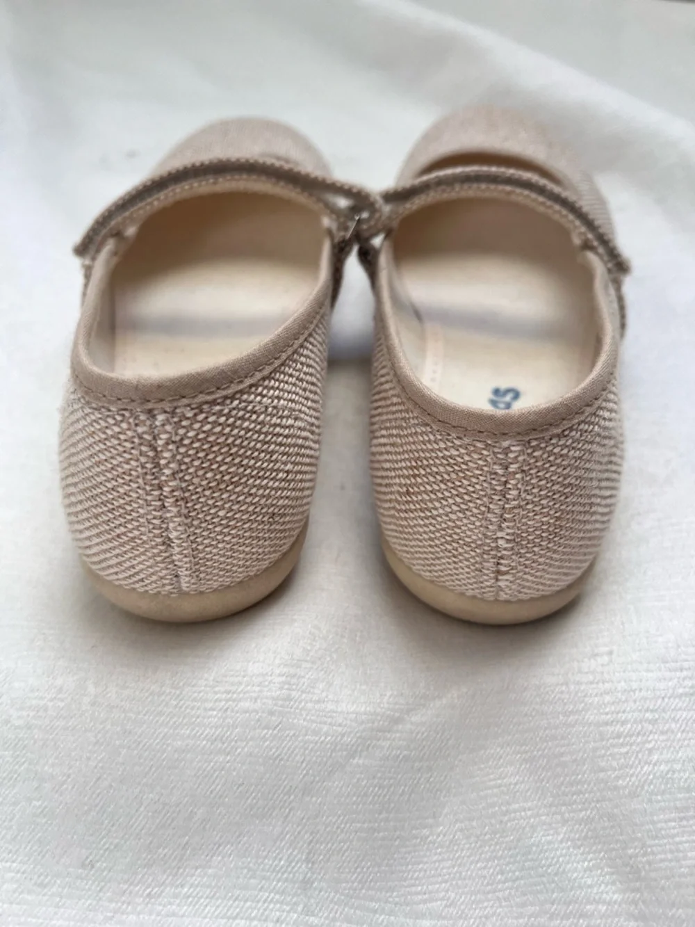 Pisamonas Girls Beige Mary Jane Flats beige natural burlap texture EU size 32